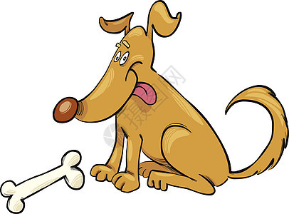 与骨同狗欢乐绘画卡通片鼻子朋友动物舌头艺术微笑尾巴插图背景图片