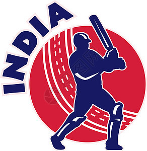 板球运动蝙蝠手击打印度运动员击球玩家男人球手插图男性背景图片