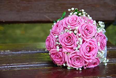 婚礼花束庆典粉色仪式已婚新娘绿色玫瑰图片