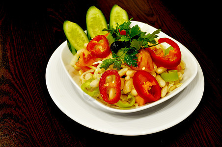 美味沙拉盘子化合物餐厅火箭胡椒美食饮食长叶洋葱蔬菜图片