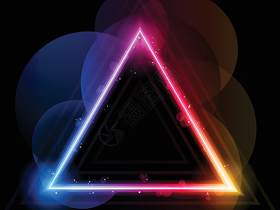 与Sparkles和Swirls的彩虹三角边界蓝色金属射线马赛克插图辉光三角形隧道星星技术图片