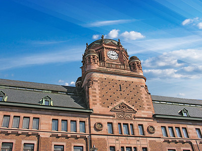 斯德哥尔摩邮局大楼上空的云云天地标天空办公室正方形蓝色房子艺术建筑学旅游城市图片