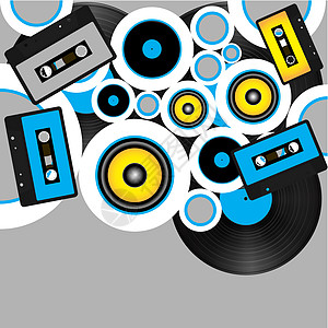A 背景情况音乐气泡打碟机插图灰色唱机持久战盒子派对圆圈图片