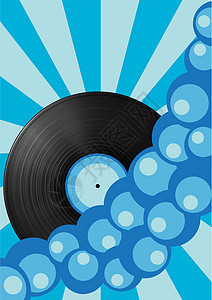 A 背景情况蓝色记录音乐传单圆圈气泡光束射线插图派对背景图片