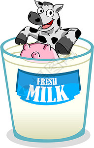 奶牛牛动物快乐早餐产品漫画哺乳动物标签插图幸福食物图片