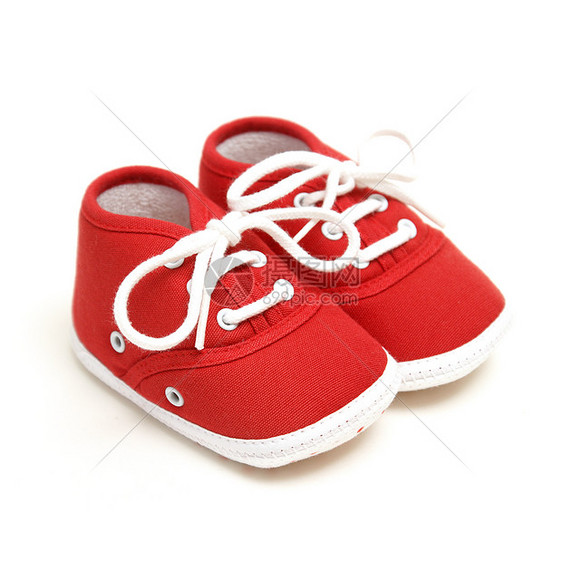 婴儿鞋红色孩子青年童年孩子们鞋带婴儿帆布白色赃物图片