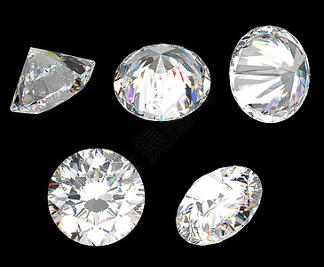 钻石的顶端 底层和不同侧面观点图片