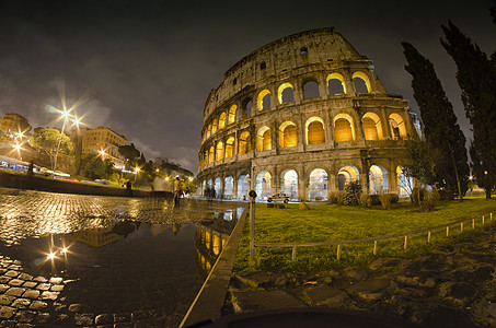 罗马夜景夜中大灯光废墟论坛假期城市剧院拱门古董旅游帝国历史背景