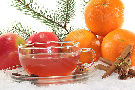 冬茶八角酿造茶壶肉桂香料茶杯橙子图片