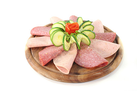 香肠盘子面包沙拉零食香肠盘选择食物猪肉屠夫萝卜肉制品图片
