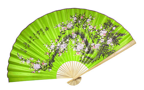 绿色中国风扇艺术扇子文化白色戏剧木头宏观图片