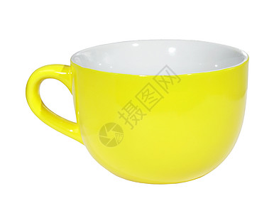 黄黄杯咖啡杯用具宏观白色容量阴影反射杯子黄色厨具图片