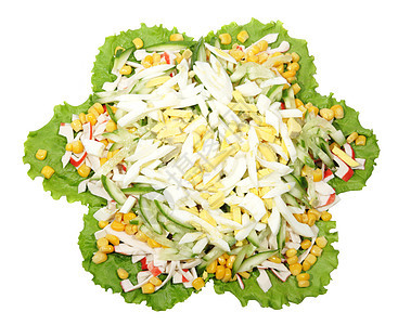 准备沙拉沙拉早餐树叶叶子午餐美食盘子营养餐厅蟹棒宏观图片