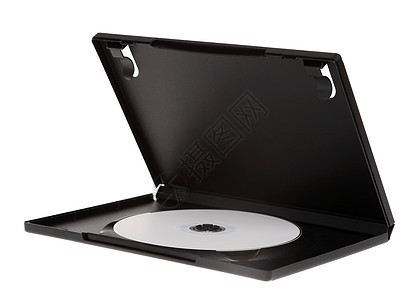 黑盒中白色 DVD 盘白磁盘商业数据软件贮存光学反射烧伤电脑圆圈图片