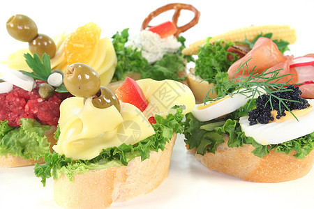卡纳帕自助餐草药蔬菜装潢香肠小吃面包火腿主菜沙拉图片
