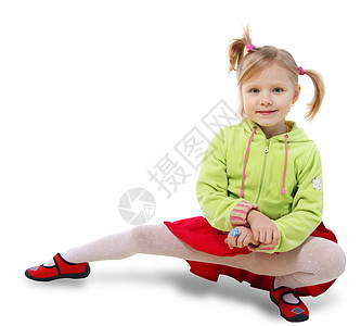 小女孩做分拆头发姿势手势快乐眼睛微笑运动玩具展示乐趣图片