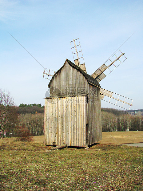 旧乌克拉尼安木制风车农场空气建筑学小麦活力文化力量面粉环境历史性图片