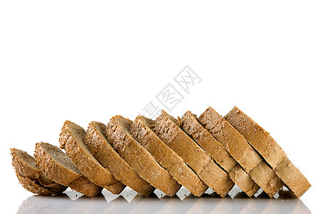 切片棕色面包 白底被孤立早餐糕点美食工作室饮食谷物包子小麦面粉脆皮图片