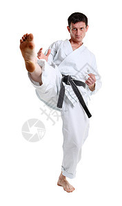 空手道 和服徒脚的人男性斗争黑色训练身体攻击腰带白色跆拳道武术图片