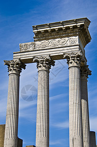 海港寺庙装饰品蓝色考古柱子历史殖民地建筑学图片