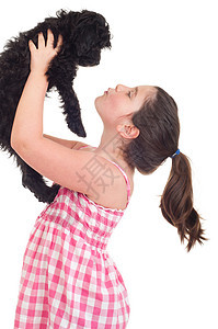 女童亲吻狗童年喜悦宠物朋友伴侣犬类接吻快乐友谊小狗图片
