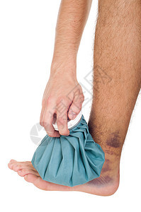 扭伤脚踝蓝色皮肤男性工作室成人运动员痛苦机动性情况压缩图片