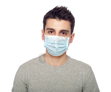 身戴保护面具的伤者传染性症状健康药品男性白色成人病毒性医疗疾病图片