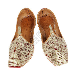 传统的阿拉伯语鞋比白色白皮革文化女性鞋类装饰品装饰凉鞋手工红色拖鞋图片