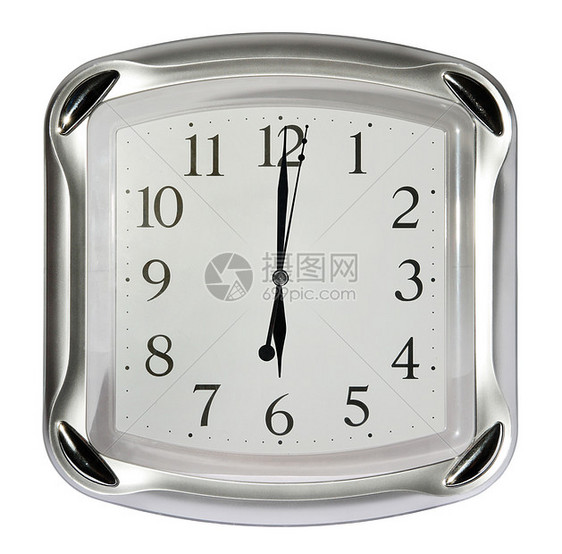 白色背景上的灰色壁钟玻璃时间工作圆圈插图手表学校测量钟表数字图片