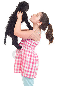 女童亲吻狗小狗犬类接吻喜悦宠物动物孩子幸福友谊乐趣图片