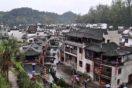 中国东部古老的村庄房子反射爬坡旅行国家旅游建筑学王朝车道图片