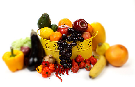 水果和蔬菜白色柠檬洋葱寒冷茄子香蕉食物柑桔烹饪背景图片