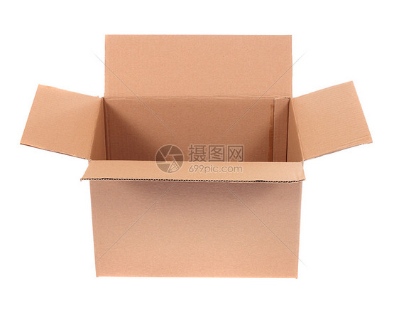打开的纸板纸箱瓦楞礼物盒子纸盒棕色白色存储包装小路卡片图片