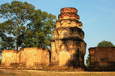 柬埔寨吴哥的废墟高棉语考古学旅行收获建筑学历史蓝色历史性石头佛教徒图片