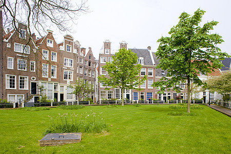 荷兰阿姆斯特丹Begijnhof世界建筑学旅行房子建筑物市政外观历史历史性位置图片