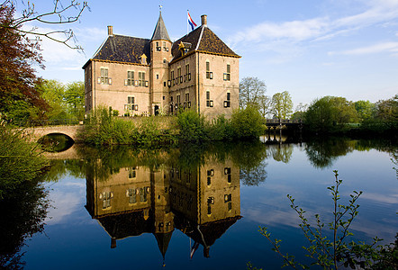 荷兰盖德兰州沃登城堡反射建筑物位置建筑学纪念碑世界建筑历史城堡护城河图片