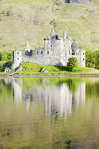 苏格兰爱湖Kilchurn城堡废墟建筑物高地地标纪念碑世界反射历史性建筑学外观图片