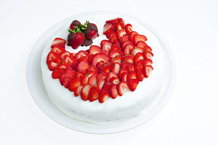 带草莓的浅酸奶蛋糕盘子水果水果蛋糕营养食物静物甜点图片