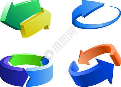 箭头标识元素紫色黄色青色绿色环形红色商业漩涡橙子圆圈背景图片