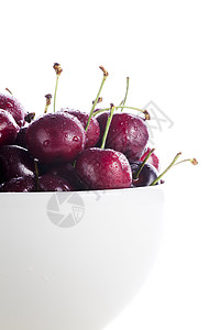 碗中的樱桃饮食水果食物红色背景图片