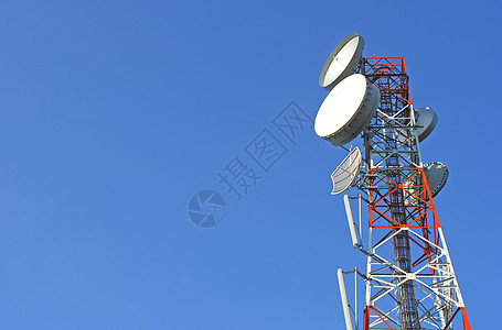 通讯塔车站接待网络金属商业蓝色带宽播送电视卫星图片