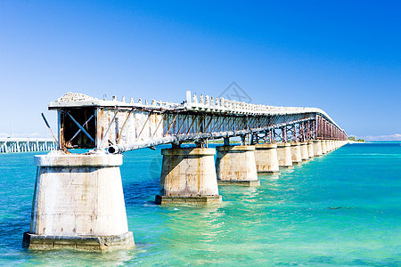 连接美国佛罗里达州佛罗里达群岛的旧路桥建筑建筑物桥梁位置海洋旅行外观世界建筑学图片