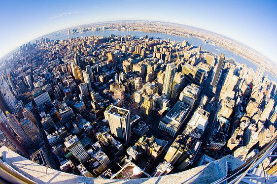 曼哈顿的风景 从帝国大厦 纽约市鸟瞰图摩天大楼城市建筑学景观位置建筑物世界鱼眼外观图片
