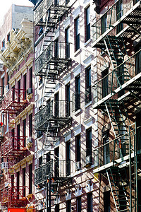美国纽约市 中国城市街道旅行楼梯世界位置火灾逃生建筑学建筑房子图片