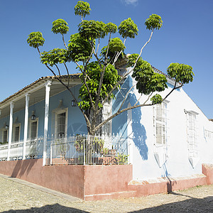 古巴特立尼达广场市长房子正方形殖民房屋城市建筑物市政位置外观世界遗产图片