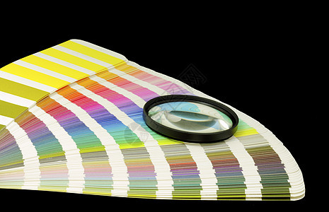 黑色黑黑色上偏移打印的颜色指南检查镜片放大镜平版工具质量印刷机构工作室指导图片