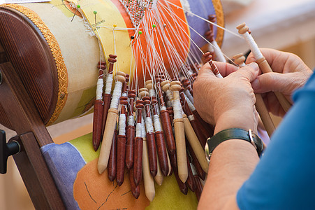 Bobbin 蕾带制作纺织品花边病人工艺精神工作制造商花丝经验手工图片