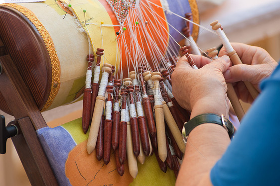 Bobbin 蕾带制作纺织品花边病人工艺精神工作制造商花丝经验手工图片