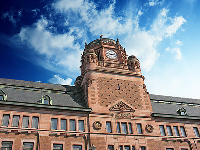 斯德哥尔摩邮局大楼上空的云云天艺术建筑学日落蓝色旅行旅游房子地标全景建筑图片