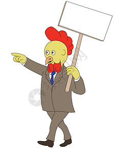 卡通公鸡卡通鸡鸡行走标牌标志背景
